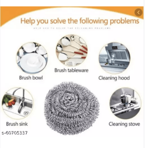 6 pcs steel multifunctional scrubber pad with 1 long handle/Detachable Scrub/ ,Scouring pad ,Makes cleaning easy , Cleans Pans , Utensils , gas-oven , pressure cooker , steel cooker , teapot , kitchen knife etc. Scrub Pad - Image 3